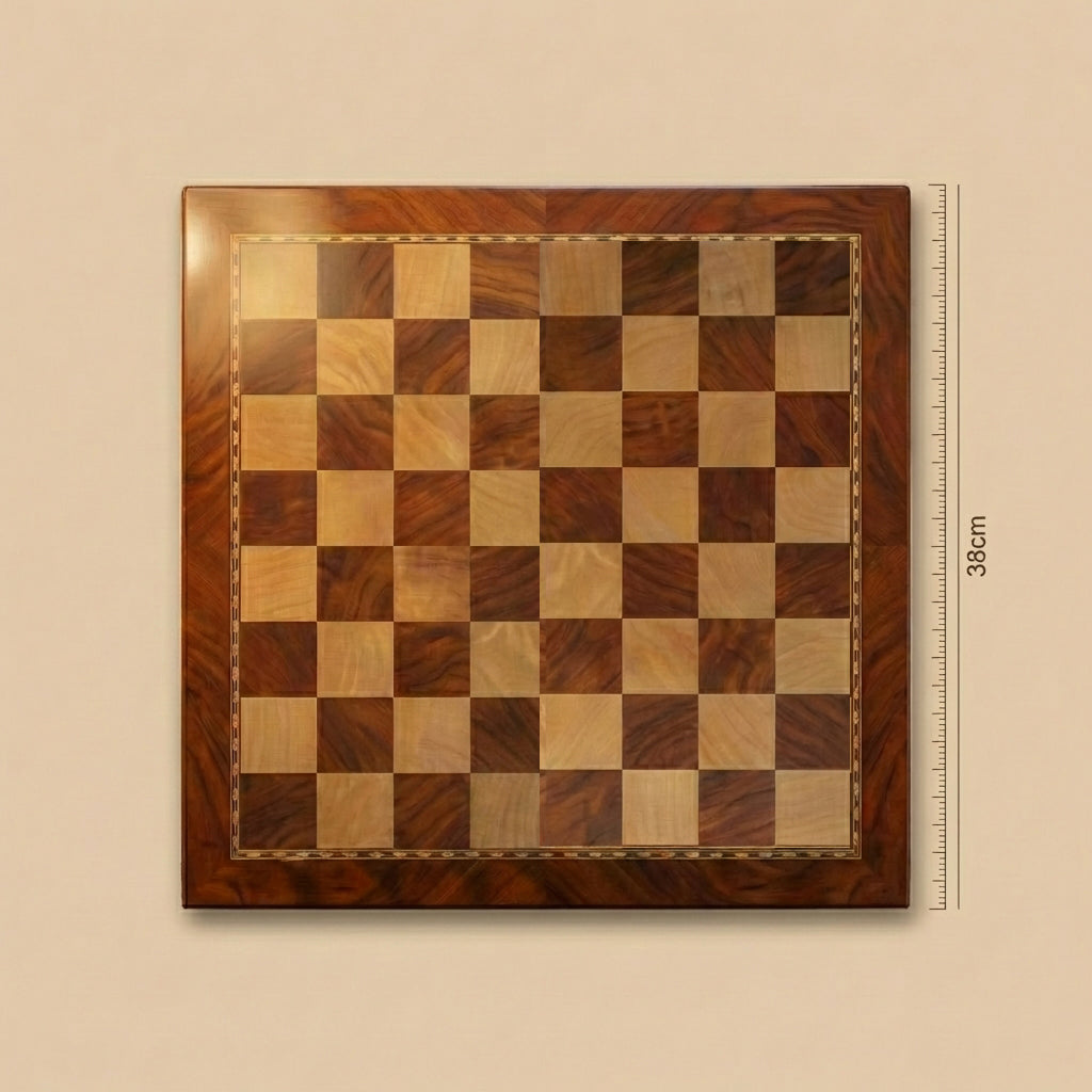 Jeu d'échecs en bois d'ébène avec rangement sous plateau