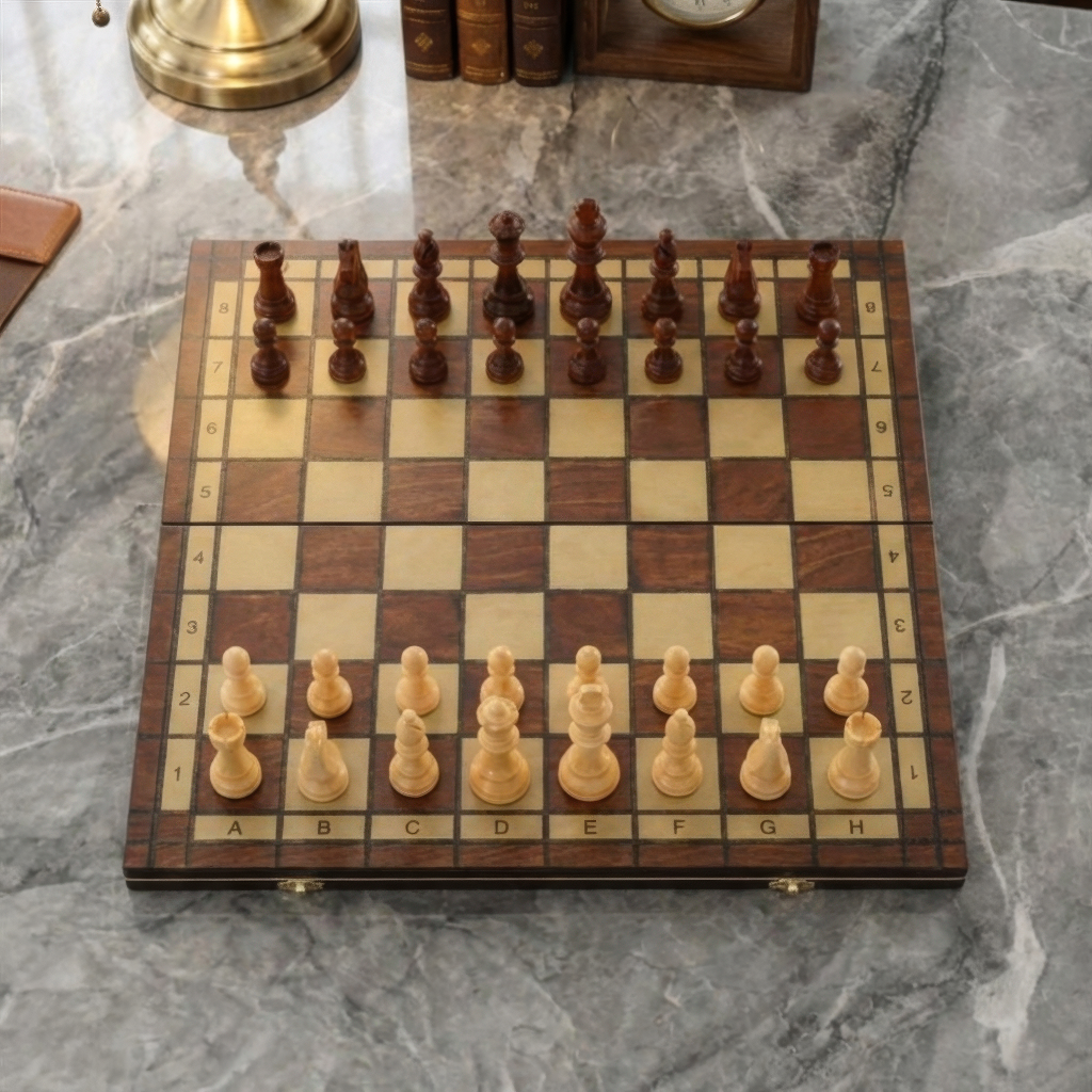 Échiquier magnétique pliable en bois d'Acajou