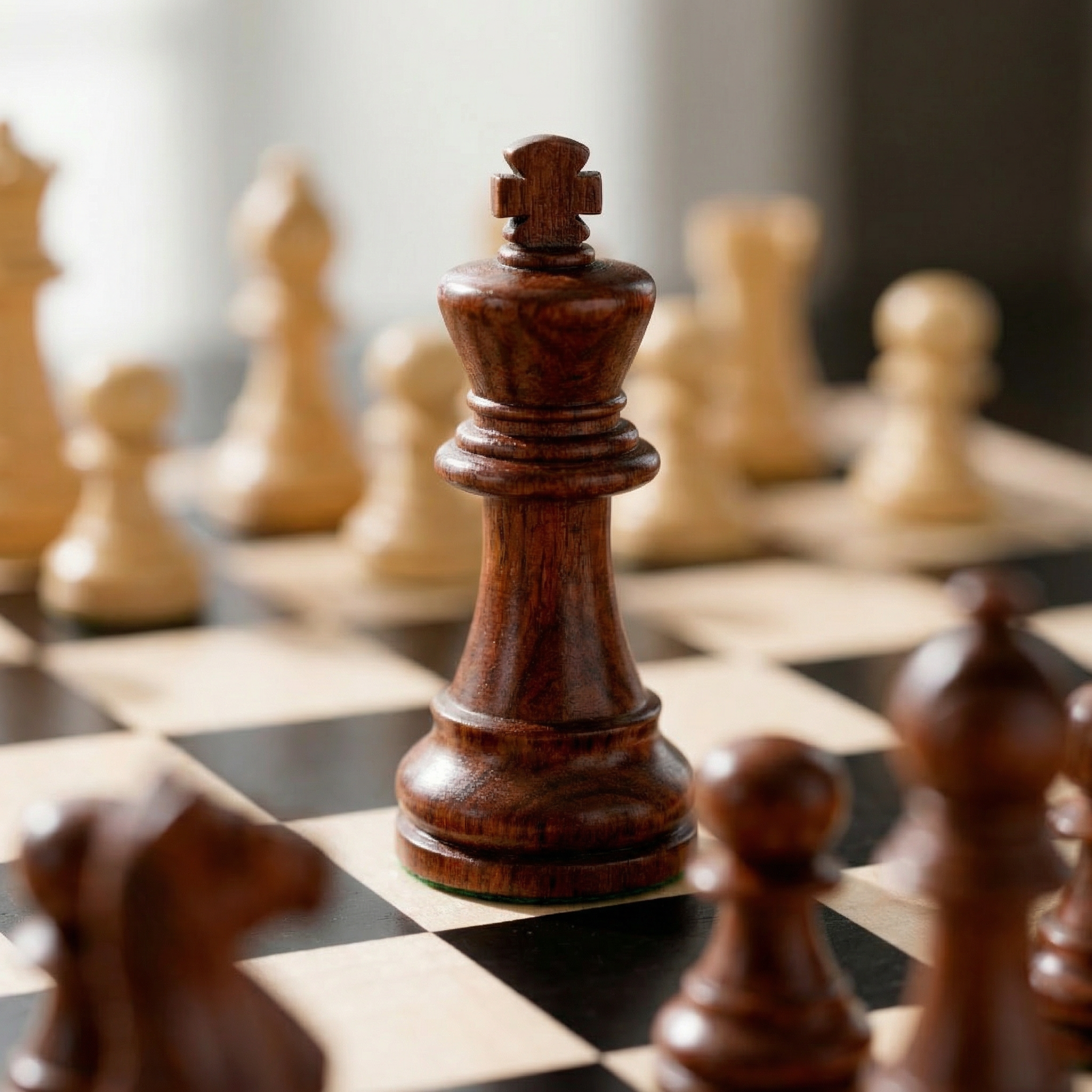 Jeu d'échecs avec tiroir en bois d'Olivier